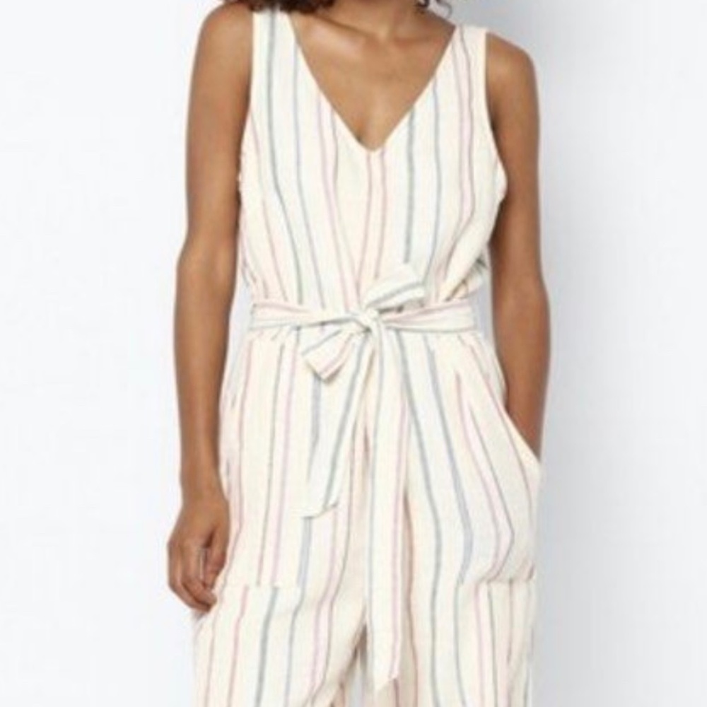 American Eagle V-Neck Striped Jumpsuit